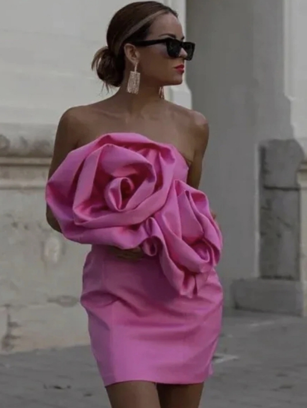 Zara Voluminous Flower Dress Pink Size M